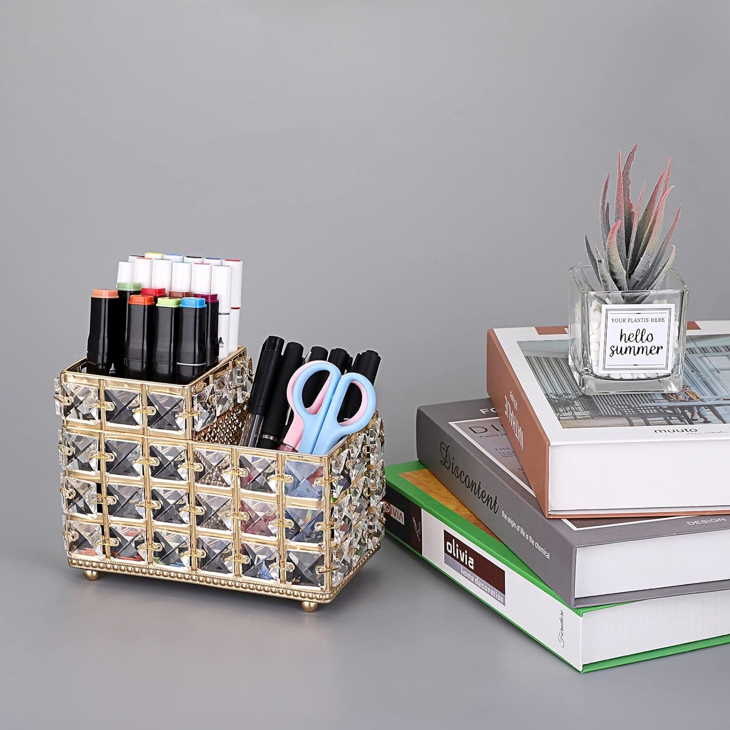 Nordic Crystal Makeup Brush Holder, Desktop Eyebrow Pencil Storage Bucket, Jewelry Cosmetic Organizer, Vintage Square Crystal Cosmetic Brush Holder, Multifunctional Double Compartment Luxury Organizer Nordic Crystal Makeup Brush Holder, Desktop Eyebrow Pencil Storage Bucket, Jewelry Cosmetic Organizer, Vintage Square Crystal Cosmetic Brush Holder, Multifunctional Double Compartment Luxury Organizer